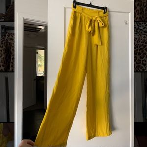 Yellow Tie Wide Leg Pants